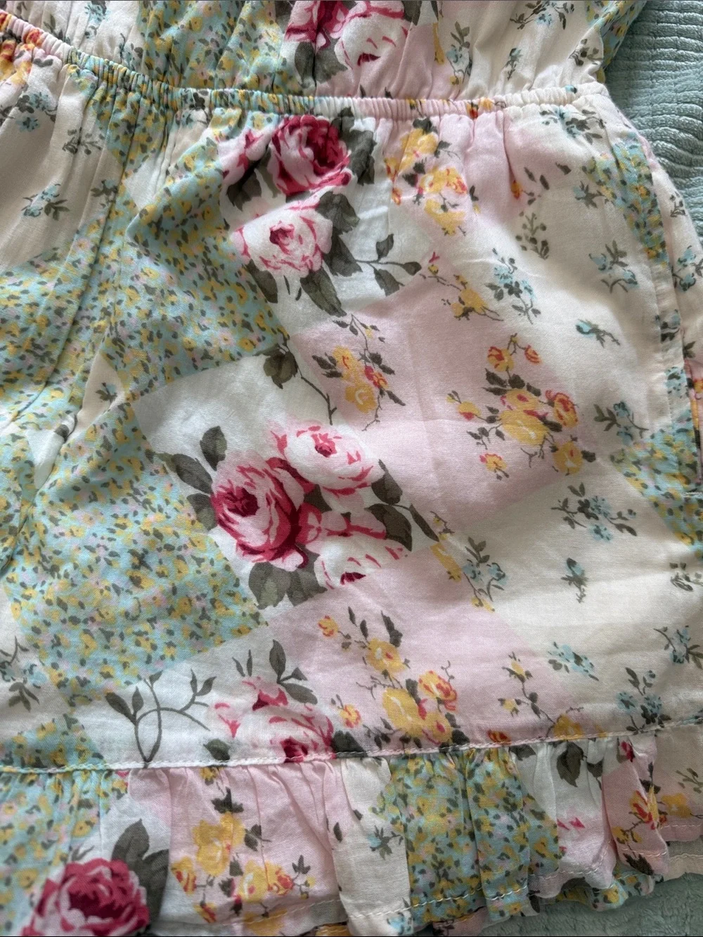 abercrombie Girls Pink Floral Sundress Romper with Ruffle Hem